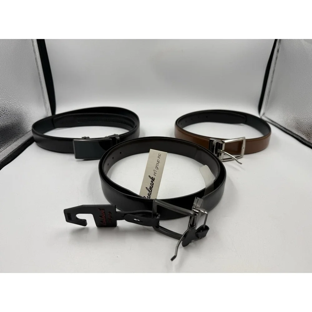 Men's Classic Leather Belt Lot - 34 to 42 - Landmark, Chaoren, Perry Ellis